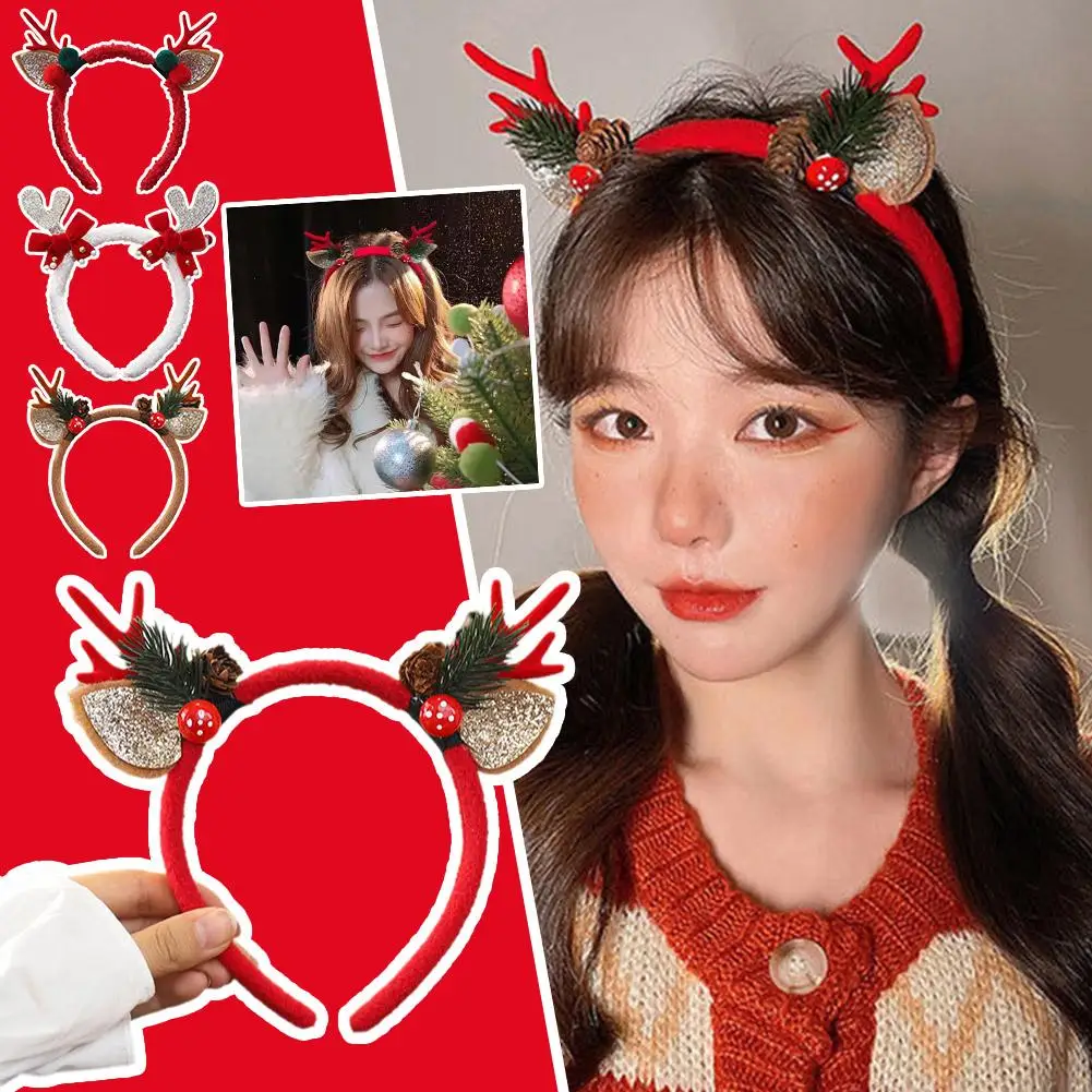 Christmas Headband for Kids and Adults Santa Claus Elk Tree Hair Accessories for Photo Props Christmas Decoration New Year J6J5