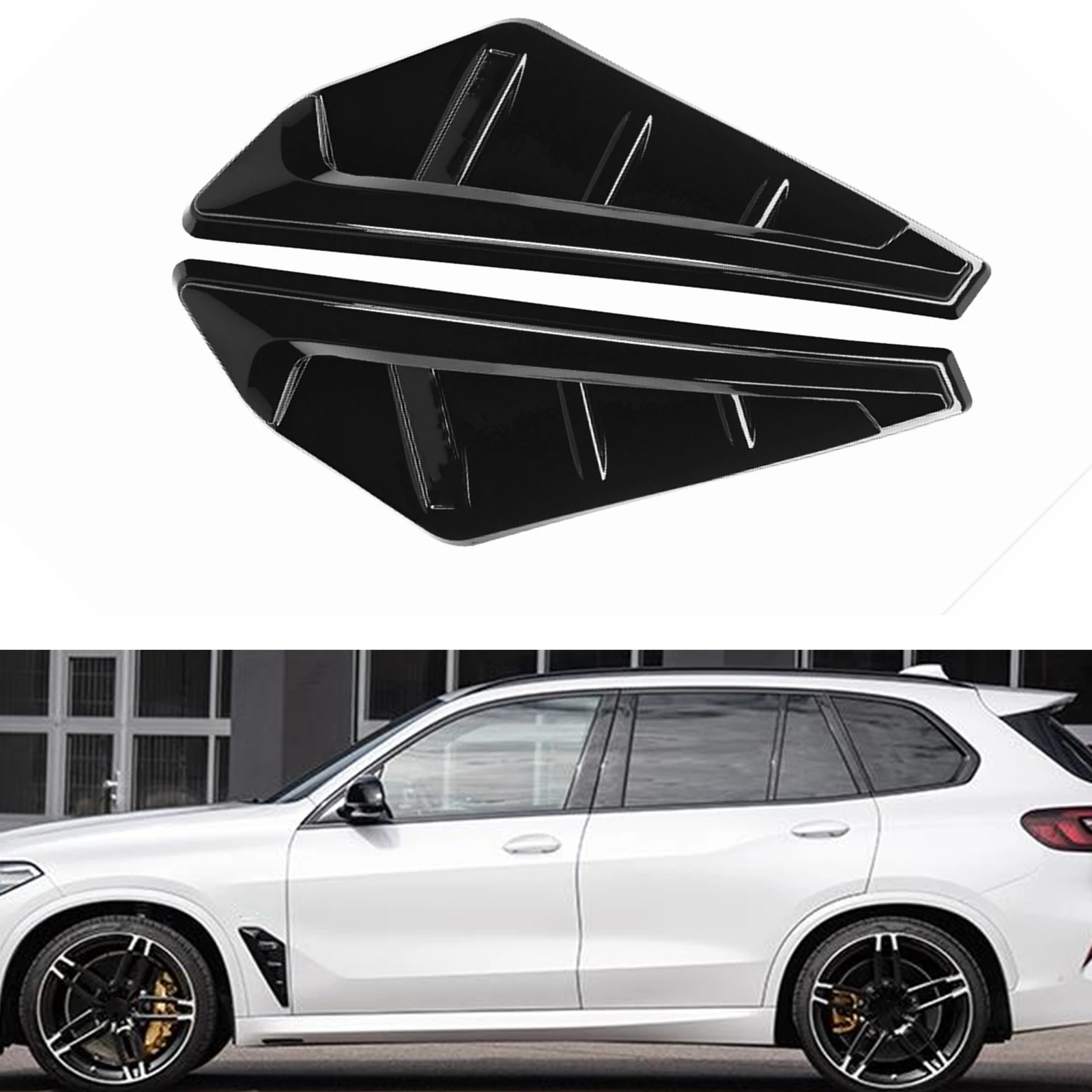 

Front Side Fender Air Vent Trim Cover For BMW X5 G05 X5M F95 2019-2021 2022 Gloss Black Mudgaurd Outlet Spoiler Intake Canards