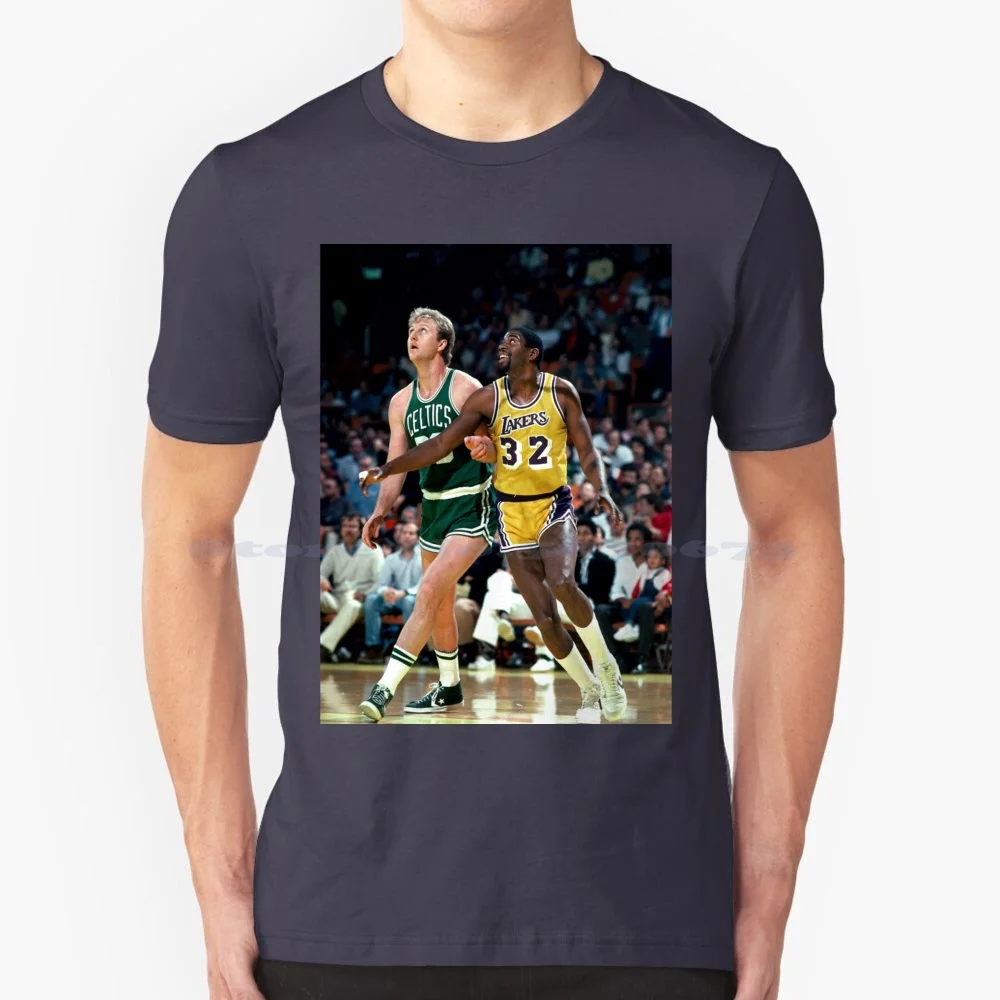 Larry Bird Vs Magic Jo T Shirt 100% Cotton Tee Michael Bull Chicago Basketball World Champions The Goat 3 Peat Sneakers 90S 80S