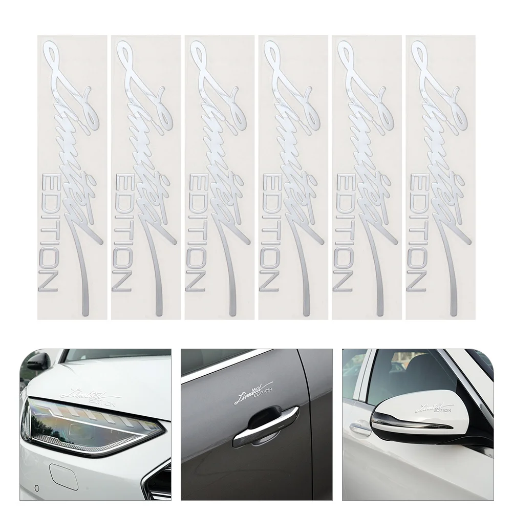 

6Pcs Metal Reflective Car Edition Aluminum Alloy Emblems Scratch Cover Decorative Exterior Accessories