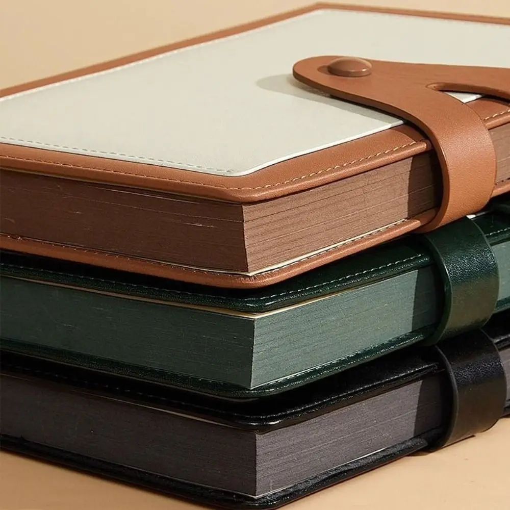 

Useful A5 Diary Notebook Thicken Buckle Meeting Notepads PU Retro Schedule Book Office