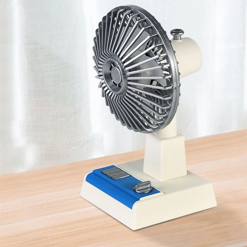 USB Desk Fan Retro Efficient Strong Wind Stepless Variable Speed Silent Portable Desktop Table Fan For Home Office Student