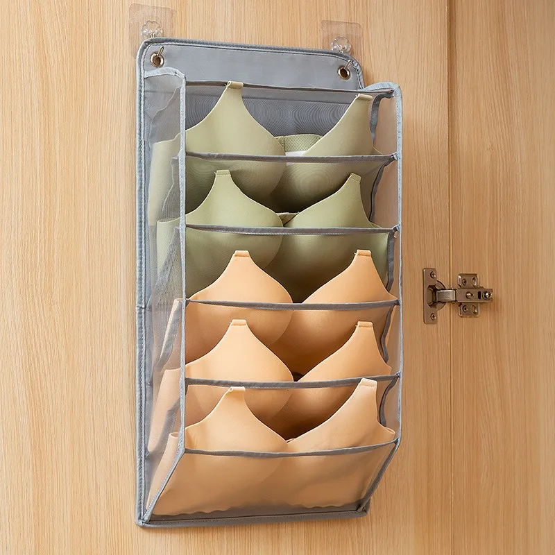 4Pcs Underwear Panty Storage Hanging Bag Wall Mounted Bra Storage Organizer Rack Home Closet Organizer Storage Bags