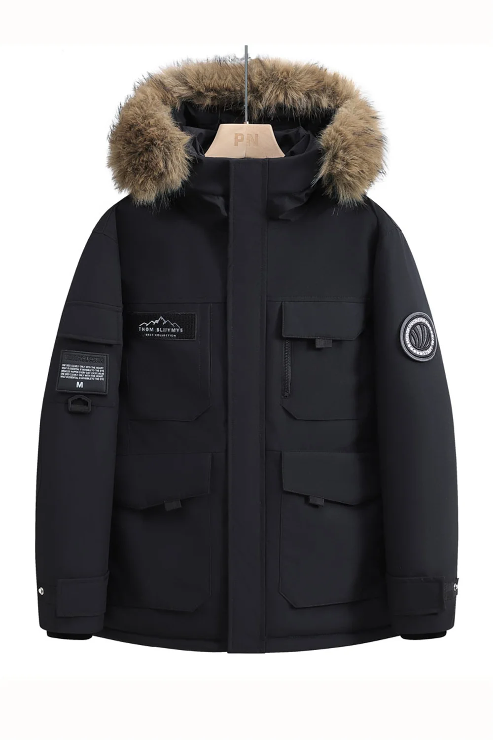 سترات شتوية جديدة للرجال مع أغطية وأطواق جلدية. سترات جديدة مقاومة للماء عالية الجودة للرجال. سترات كاجوال ودافئة #3