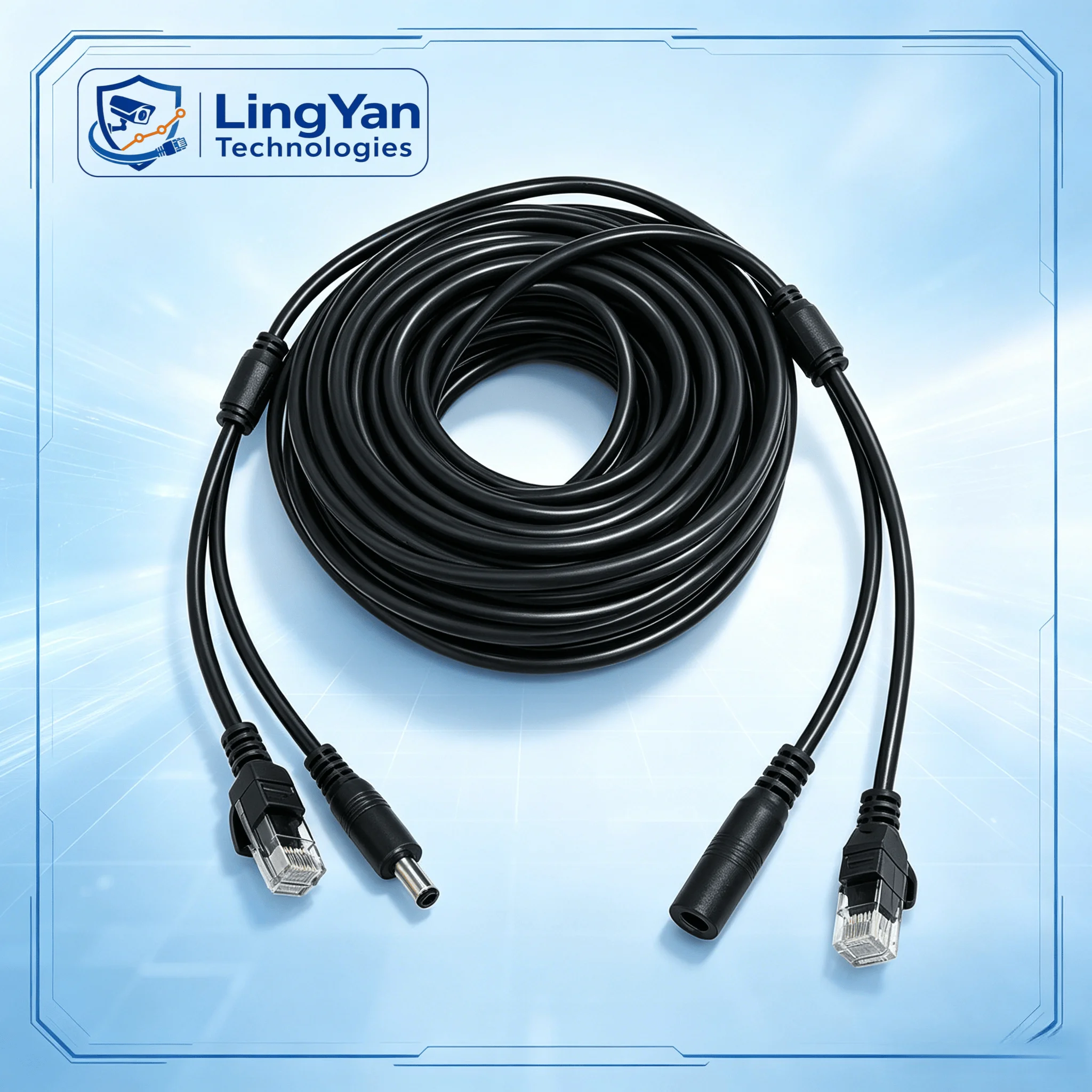 

Indoor Outdoor Security Installation Accessory 5M RJ45 DC Cable Kit 8-Core 2-Core Power Cord 4/8/10PCS IP Camera NVR Wire
