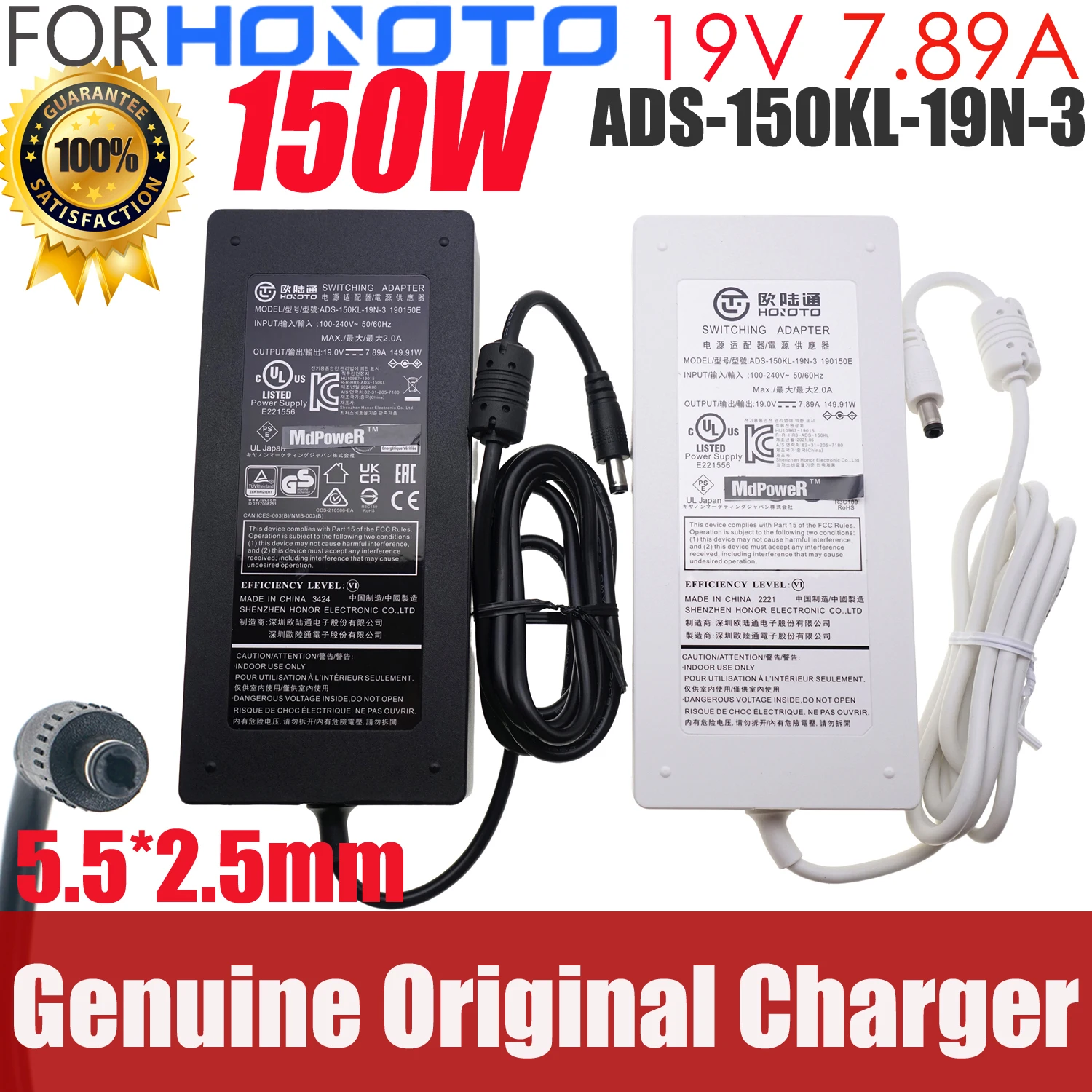 

New Genuine HONOTO ADS-150KL-19N-3 AC Adapter 19V 7.89A 5.5*2.5mm 150W Charger ADS-150GL-19-1 190150E Power Supply