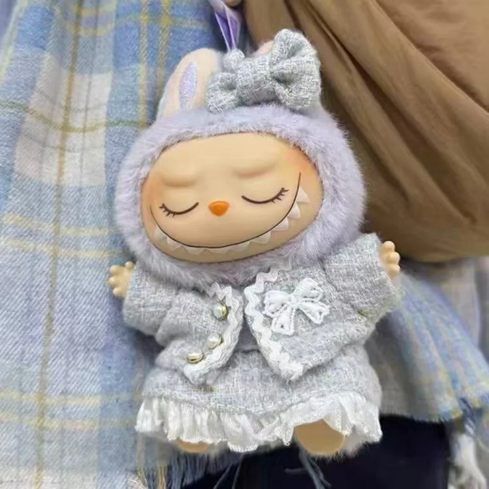 인형 옷 액세서리 라부부 옷 디자이너 흑백 체크무늬 드레스 세트 DIY 미니 인형 의류 소녀 선물