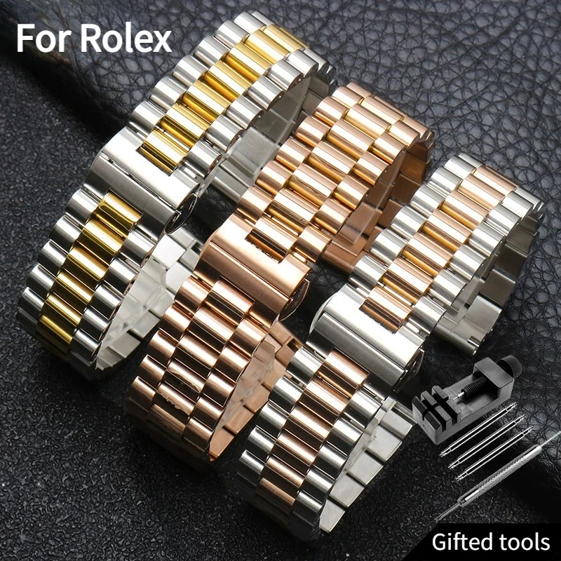 Correa de reloj de acero inoxidable para el modelo original Rolex Day-Date Oyster m228238 m228235, correa de pulsera de acero inoxidable macizo Enicar