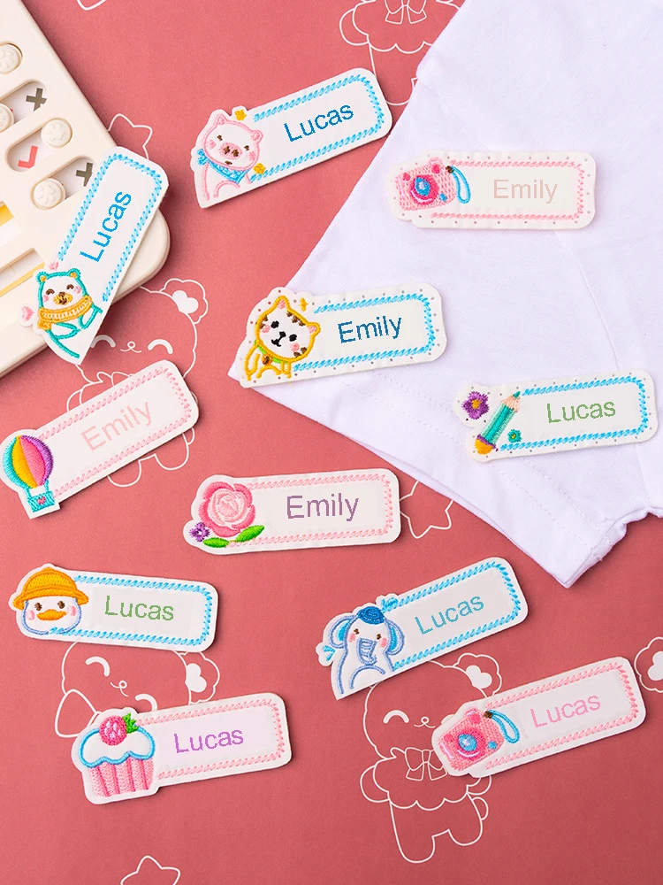Custom Embroidery Name Sticker Washable Clothes Label Personal Name For Kids Children Sewing On School Uniform Towel Label Tag