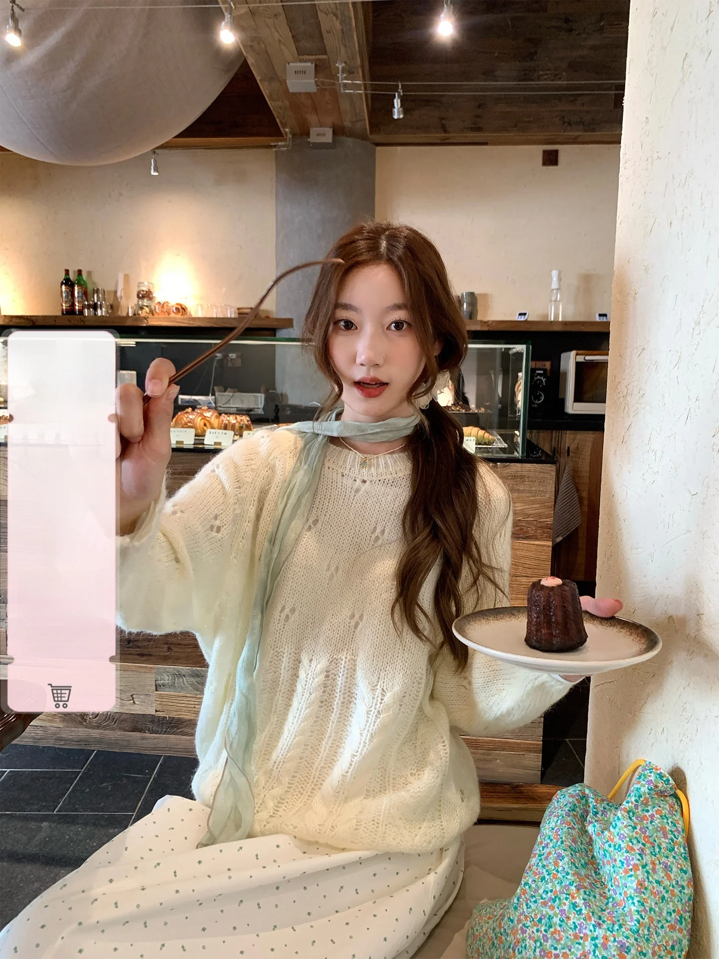 

Holli Korean Sle Versatile Lazy Sle Hollow out Knitted Sweater Women's Spring New Arrival round Ne Long Sve Soft