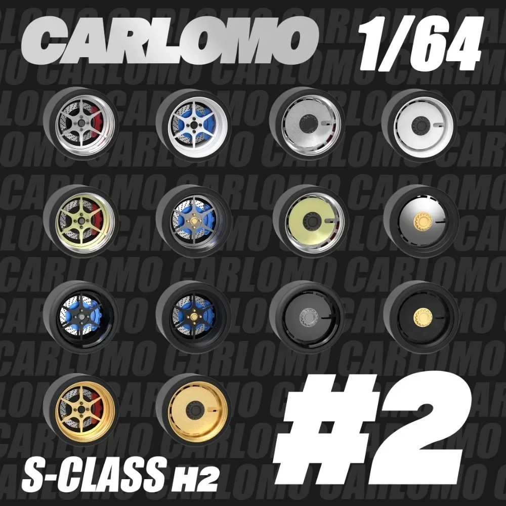 Juego de 4 Uds de ruedas de coche modelo Carlomo 1/64 Clase S con neumáticos de goma, conjunto de disco de freno, llantas, piezas de reacondicionamiento para vehículo modelo