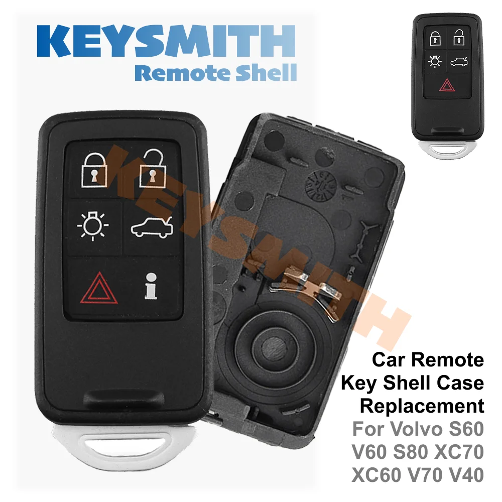 KEYSMITH 5/6-Tasten Smart-Autoschlüssel-Gehäuse für Volvo S60 V60 S80 XC60 XC70 V70 V40 2008-2017 Schlüsselloser Fernbedienungs-Ersatz – Detail 1