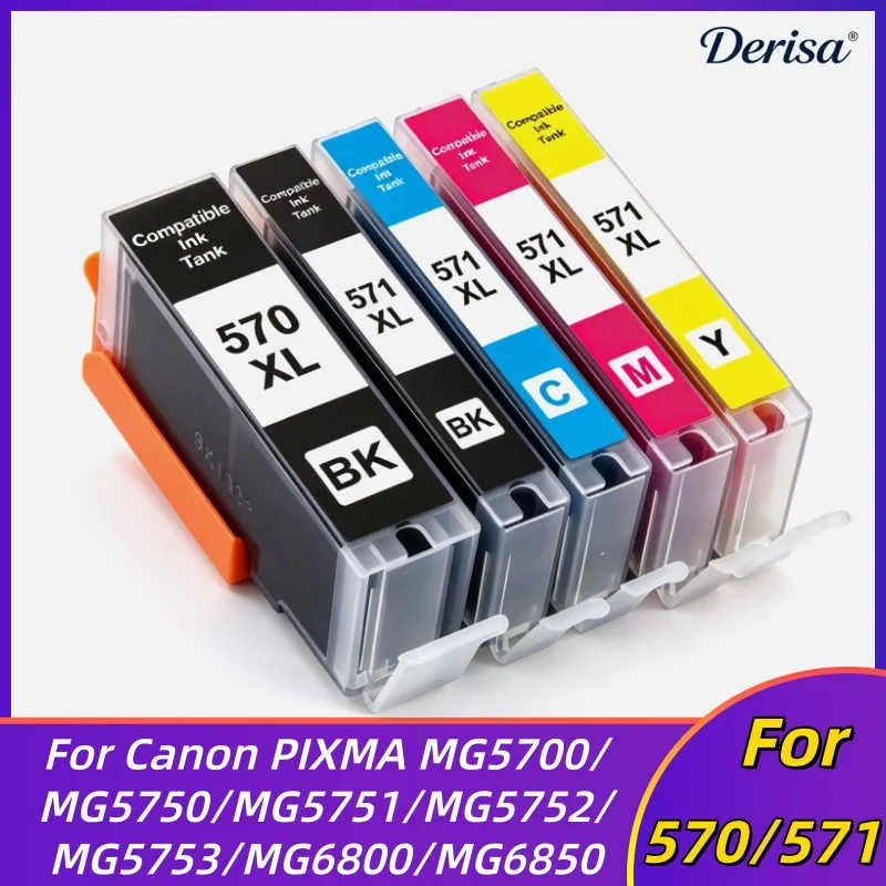 1set 6 Color Ink Cartridge For Canon PIXMA MG5750 MG5751 MG5752 MG6850 TS6050 TS5050 TS5051 Printer 570 571 PGI-570 CLI-571