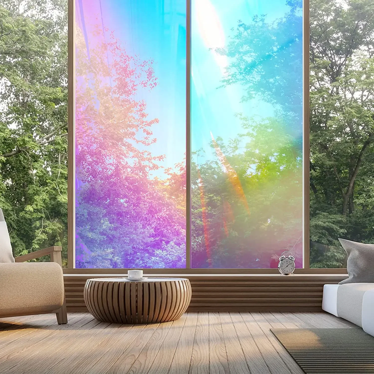 Holographic Clear Window Film Iridescent Window Dichroic Film Decorative Glass Sticker Self-Adhesive Iridescent Cellophane Roll