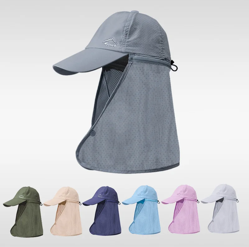 Schnell trocknende Sonnenhüte für Männer und Frauen, abnehmbarer Schal, Nackenschutz, Baseballkappe für Erwachsene, Outdoor-Frühlings- und Sommerhut für Teenager – Detail 7