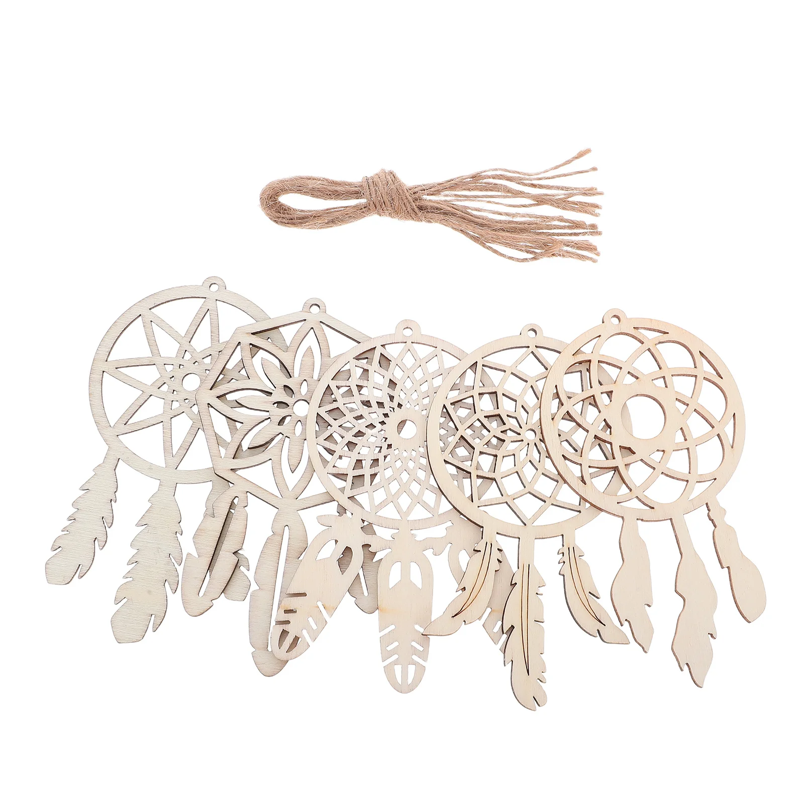 

50Pcs Wooden Dreamcatcher Unfinished Cutout DIY Craft Kit Boho Bedroom Wall Hanging Decor Dorm Decoration Dreamcatcher Kit