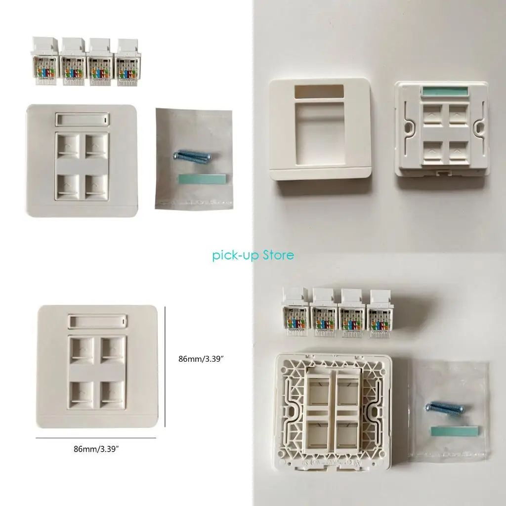 Q5WA 4-Port UTP Panel Steker Dinding Jaringan RJ45 CAT6 Alat Konektor LAN Gigabit Gratis