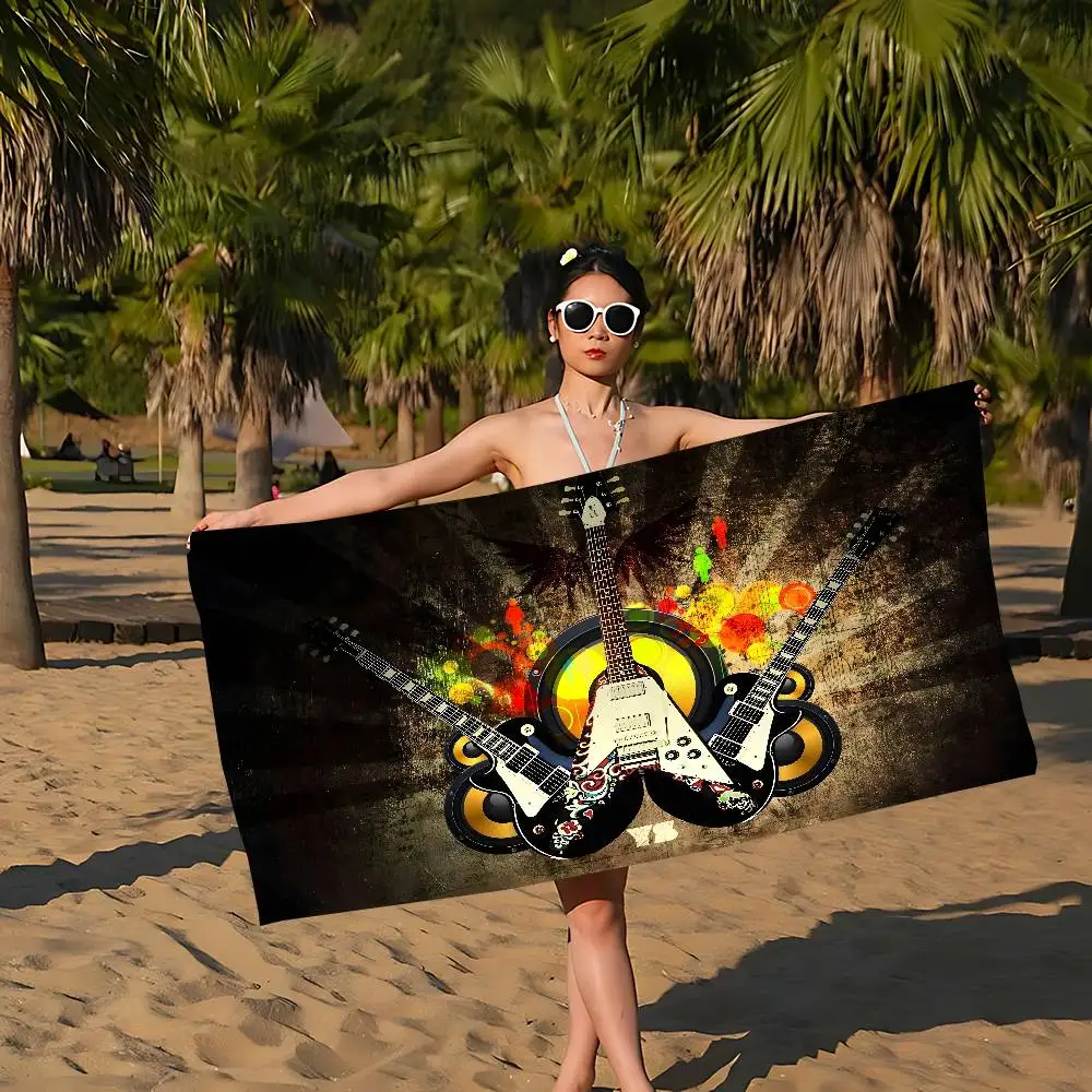 Fender Retro Guitar Instruments Music Microfiber Blanket Quick Drying Beach Towels Oversized Super Absorbent Pool Towel Blanket