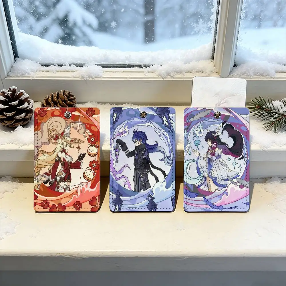 Genshin Impact Skirk Flins Bus House بطاقة الوصول الغطاء الواقي للمدرسة سلسلة مفاتيح مستطيلة من جلد البولي يوريثان معرف الأكثر مبيعًا #1