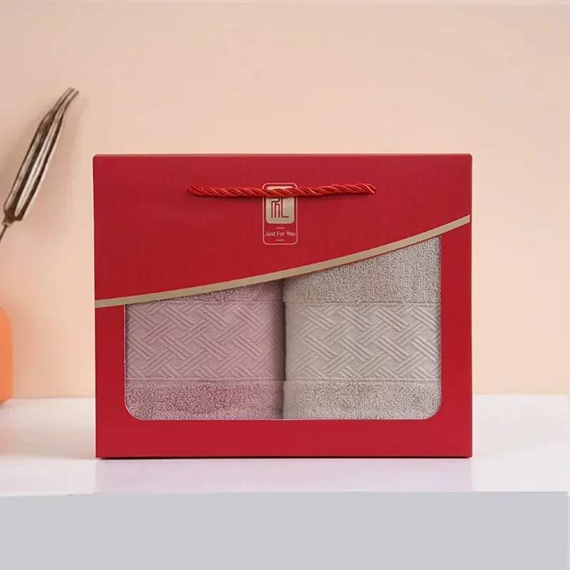 

1/2PCS Cotton Towel Bathroom Face Towel Strong Absorbent Soft Non-shedding Adult Towel Thickened Box in Two Packs
