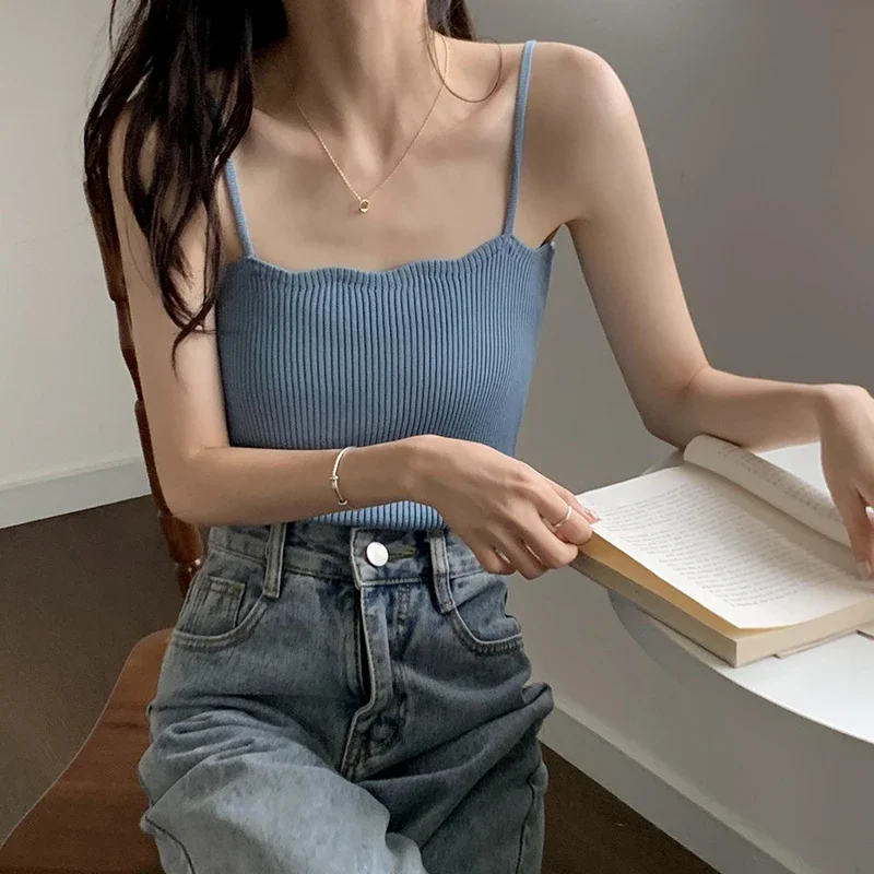 Koreanisches Einfaches Inneres Schichtungs-Tanktop, Lässiges Alltags-Top, Retro Koreanischer Stil, Gestricktes Damen-Camisole, Sommer 2026 Ärmelloses Slim-Fit-Oberteil – Detail 30