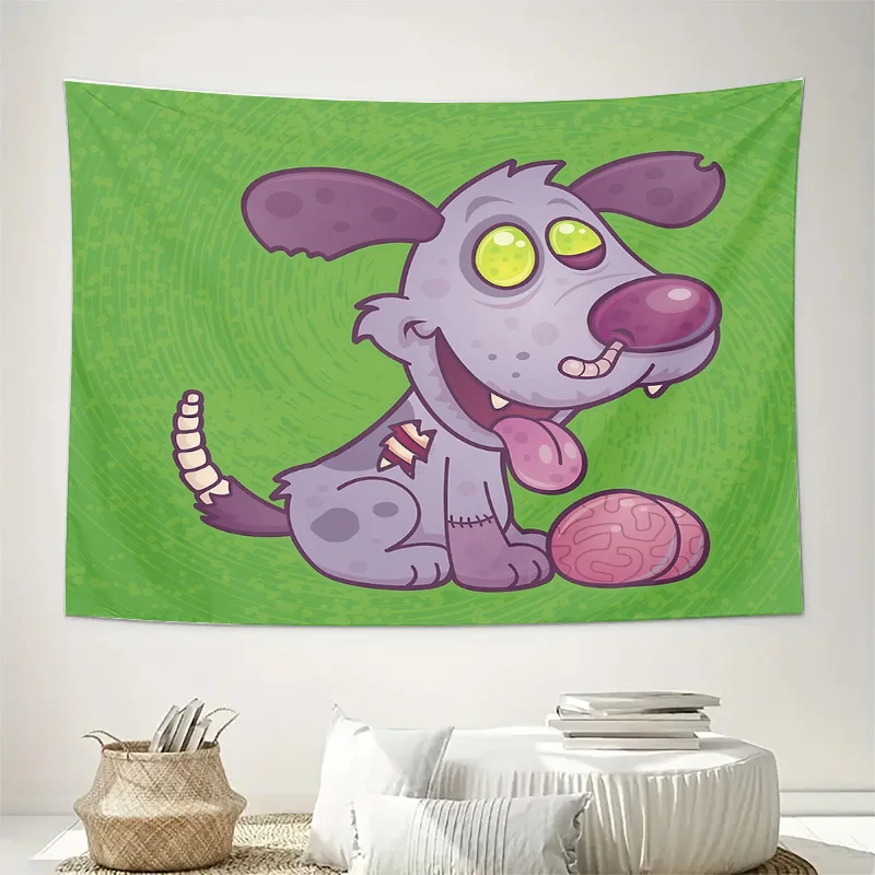 Spooky Dog Tapestry Halloween Wall Hanging Gothic Room Decor Horror Vibes Aesthetic Dorm Room Decor Creepy Cute Pet Lover Gift