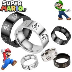 New Super Mario Stainless Steel Ring for Couple Fashion Cartoon All-match Titanium Steel Hot Finger Ring Jewelry Accessories