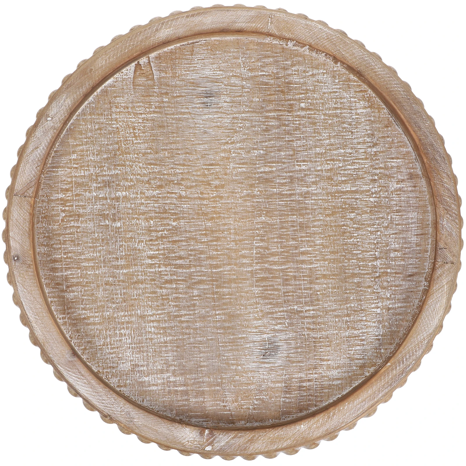 

Rustic Round Wooden For Home Beaded Wood Plate Serving Table Centerpiece Holder Farmhouse Style Wood Trays Home Table