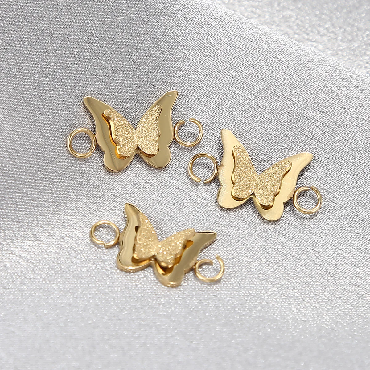 

5pcs Gold Plated Stainless Steel Charm Fashion Butterfly Pendants Connectors For DIY Necklaces Bracelets Making Findings 18mm