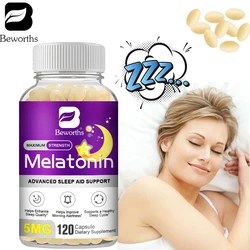 BEWORTHS Melatonin 5mg Vitamin B6 Anti Stress Tools Sleeping Pills Melatonin to Sleep Stay Asleep Longer For Adult Beauty Health