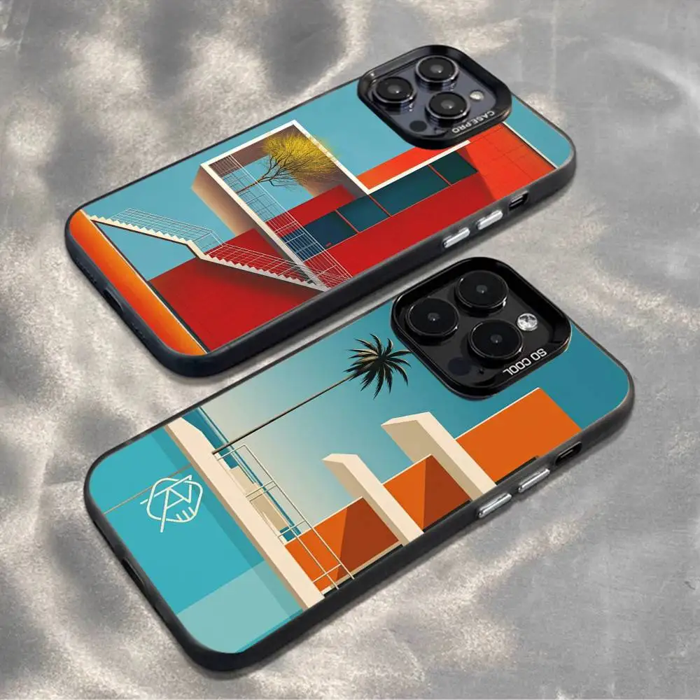 

Geometric Bauhaus art Phone Case For iPhone 16,15,14,13,12,11,Mini,Pro,MAX,plus,Black Matte Shockproof Cover