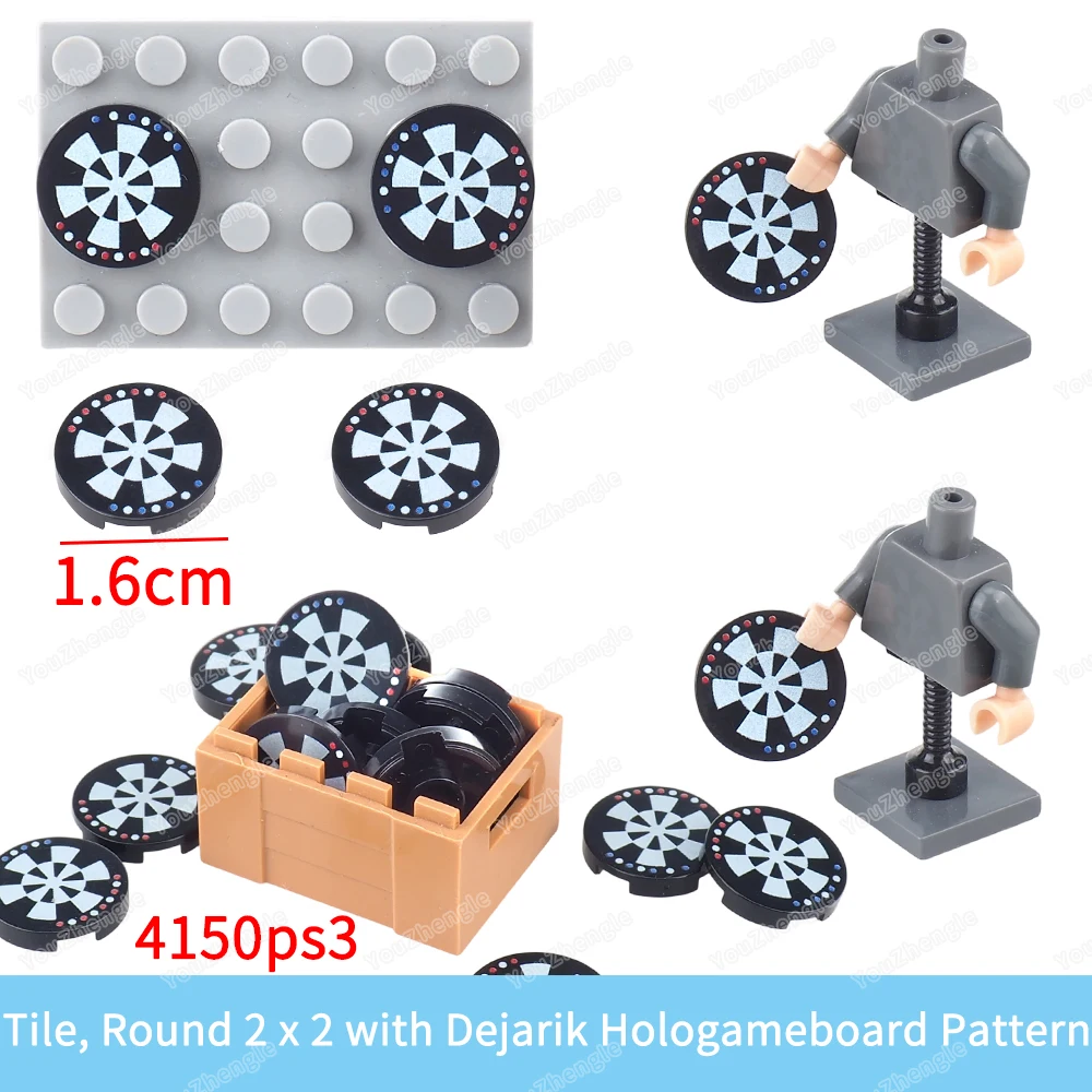 Holograficzna tarcza do gry w rzutki z nadrukowanym wzorem, klocki konstrukcyjne 2x2 okrągłe 14769 MOC, akcesoria do sceny konkurencyjnej, model, prezent, zabawka.