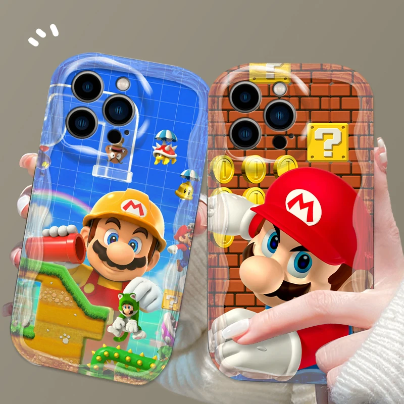 

M-Marios Cartoon Anime For Apple iPhone 15 14 13 12 11 XS XR X Pro Max Plus Wave Oil Cover Phone Case