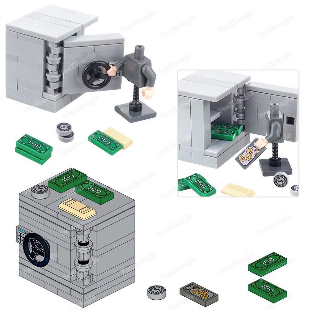 ตัวต่อกันขโมย ชุดตัวละคร MOC พร้อมเหรียญ กล่องเก็บของนิรภัย อุปกรณ์ล็อครหัส ชุดเครื่องมือ ฉากจำลอง ของขวัญ ของเล่น