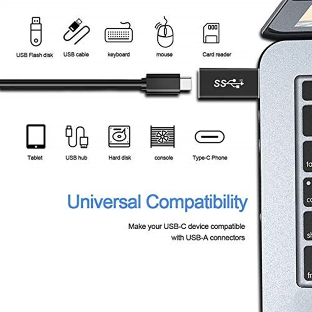 Adaptador USB 3,1 macho A tipo C hembra, convertidor USB A USB C 3,1 GEN 2, compatible con carga y datos de doble cara de 10Gbps
