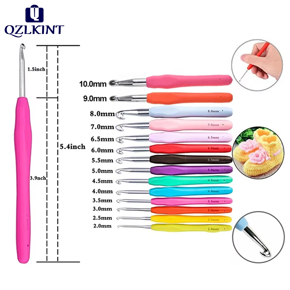 

1 Piece Crochet Needle Hook 18 Sizes 1.0mm-10.0mm Soft Grips Crochet Needles Yarn Weave Knitting Needles Hook for Any Yarns