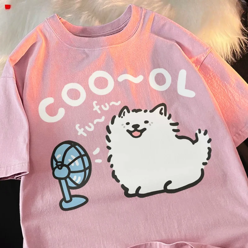 Samoye Blower Fan Cartoonprinting Man Tee Clothing Fitting Leisure T Shirt Leisure Youth Tee Shirt  Funny Short Sleeved