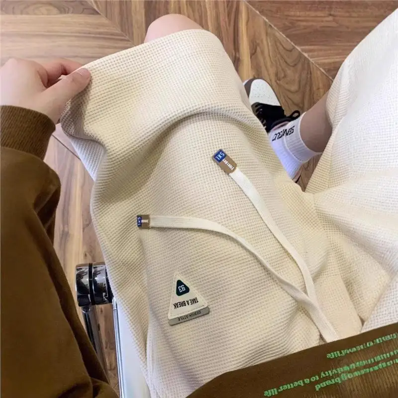 

Мужские летние повседневные шорты-бриджи на шнурке, свободного кроя, универсальные, спортивные, прямые, из полиэстера