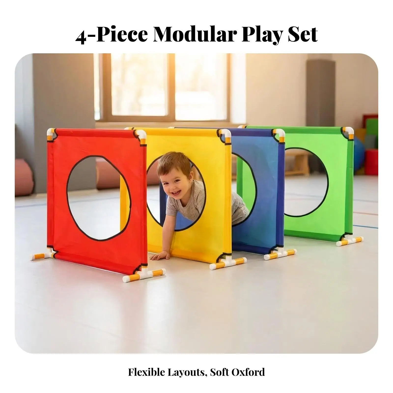 4 Pieces Coordination Training Panel Lightweight Tube Structure, Crawl-Through Panel with Circular Opening, Active, for Activity