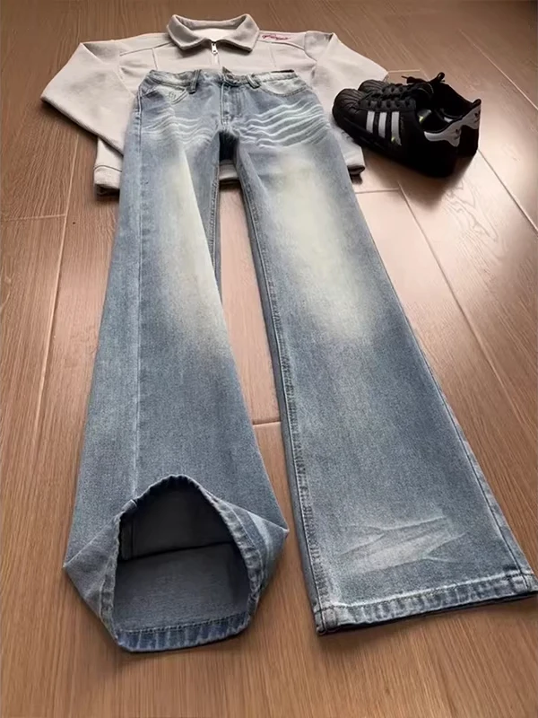 

Мужские джинсы Waed Blue Micro Flared: свободные, прямые, зауженные, удлиненные брюки в американском уличном стиле