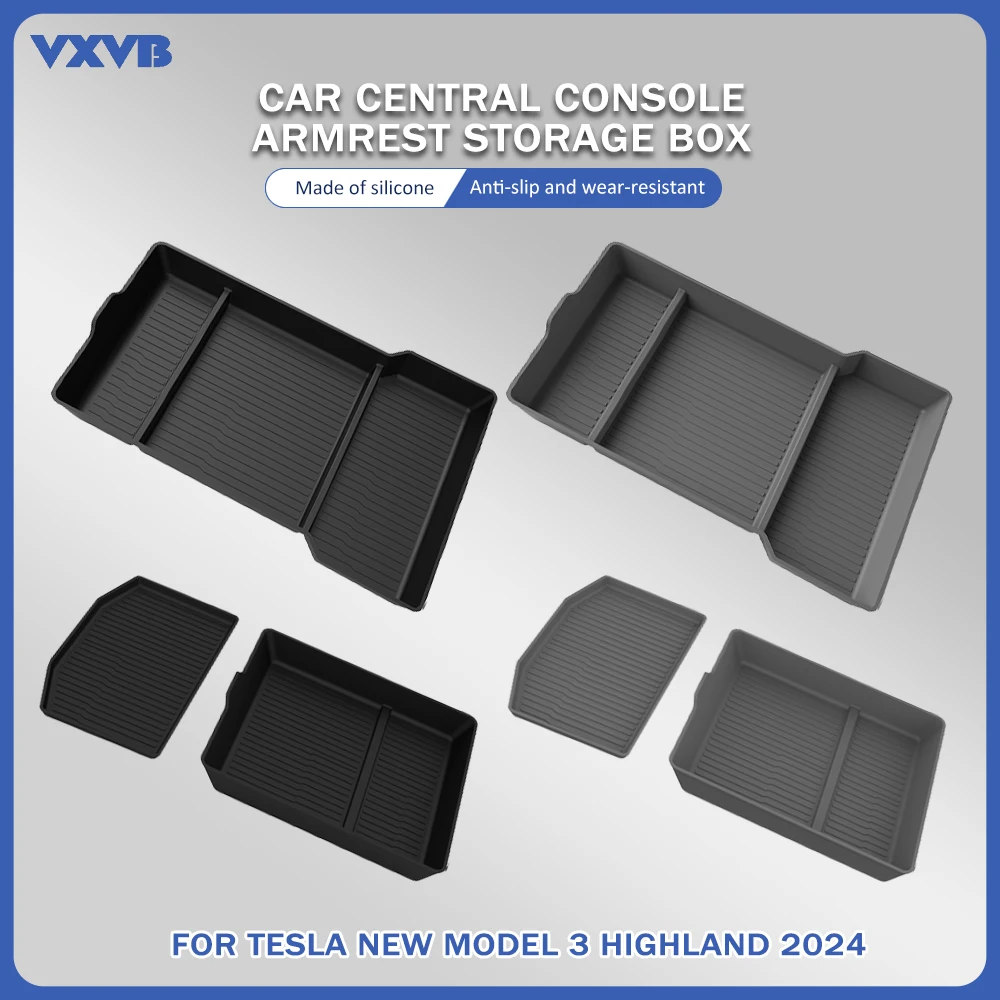 

For Tesla Model 3 Highland 2024 Center Console Armrest Storage Box Stowing Tidying Accessories Lower Bottom Mat Organizer Pad