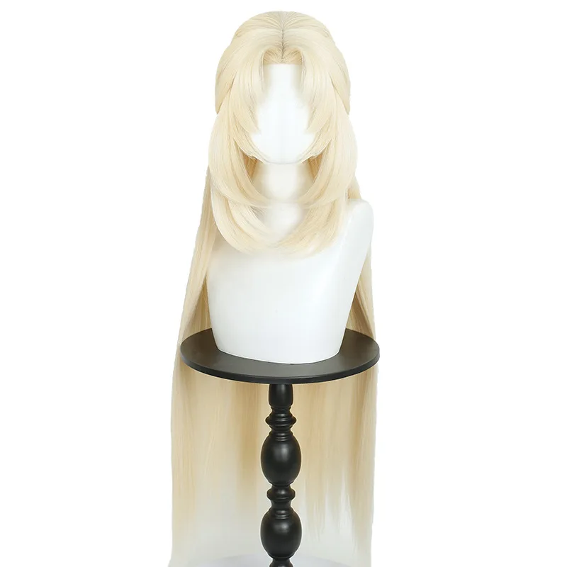 니콜 리인 코스프레 가발 게임 Genshin Impact Codename N 코스프레 할로윈 파티를위한 황금 긴 머리 성인 여성 남성