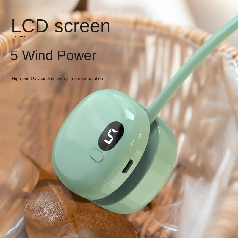 DKOO hanging neck fan new leafless silent outdoor sports mini electric fan USB charging small fan