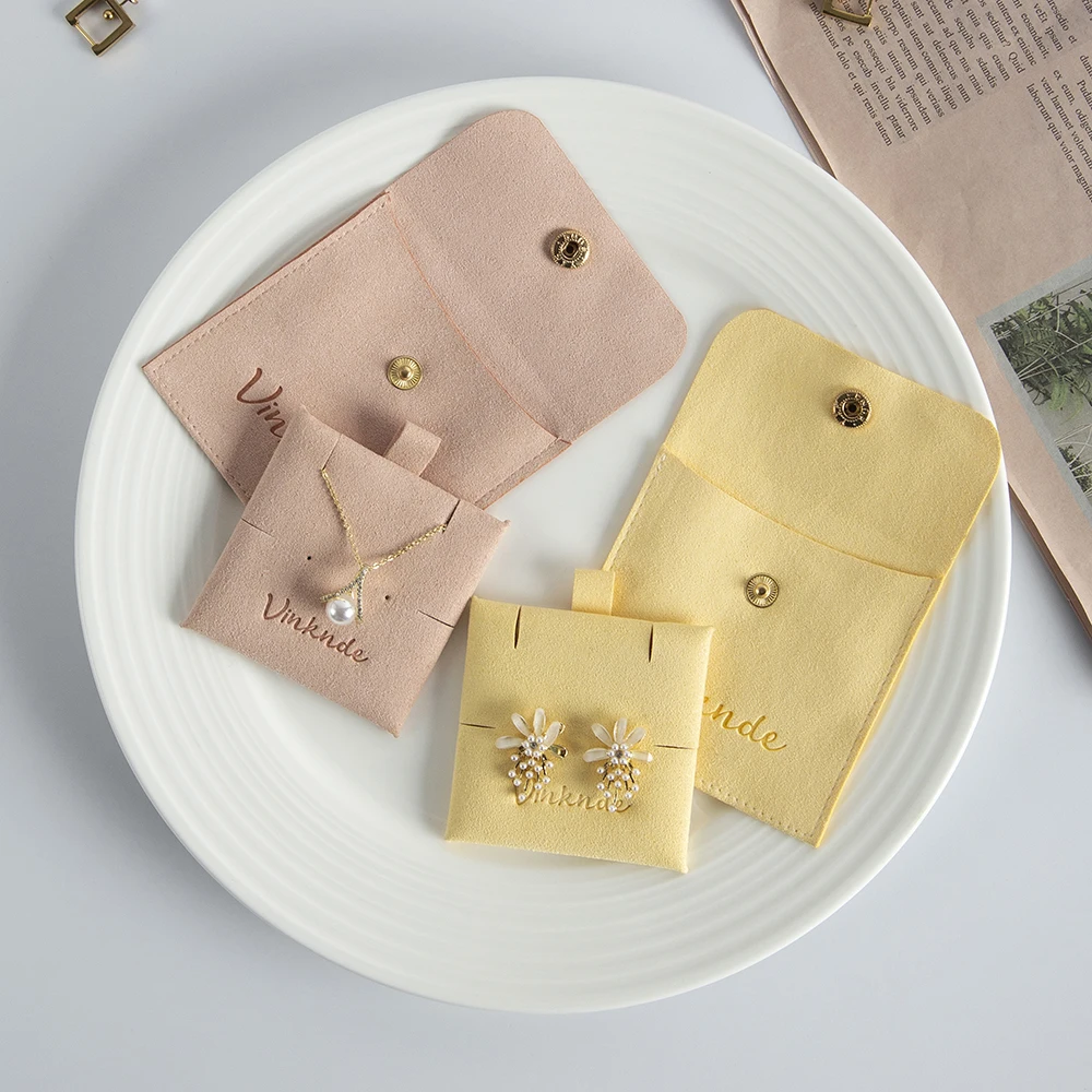 

Подарочное ожерелье с логотипом на заказ, сумка для упаковки ювелирных изделий, конверт с кнопкой, сумка для ювелирных изделий из микрофибры с подушечками, вставка для карт