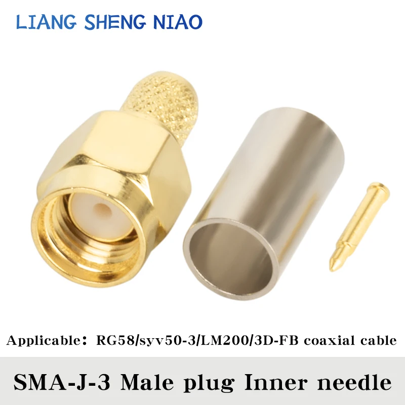 10PCS SMA Male Plug Female Jack /RP RF Coax Connector Crimp For RG58 LMR200 SYV50-3 Cable Straight Goldplated Adapter