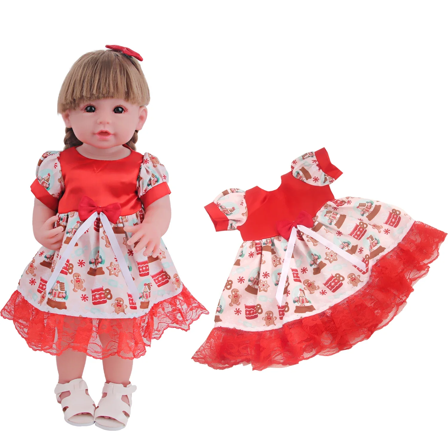 22 Inch Reborn Doll Clothes Set 55cm Doll Skirt Outfit Baby Girl Figurine Christmas Clothing Collectible Doll Accessories Gift