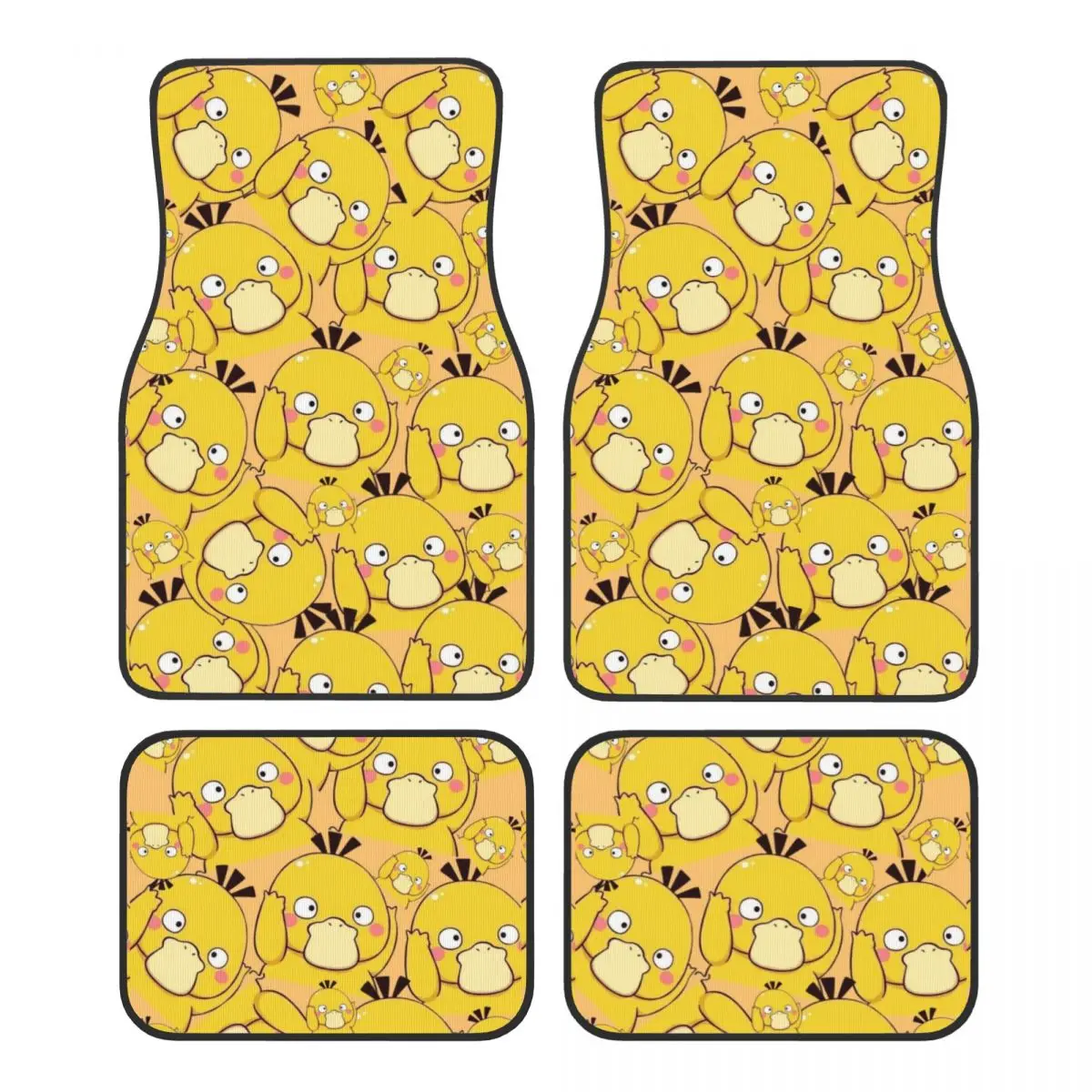 

Psyducks Yellow Duck Scream Car Floor Mats Carpet Set of 4 Anti-Slip Universal Automotive Floor Mat Fit for Vans SUV