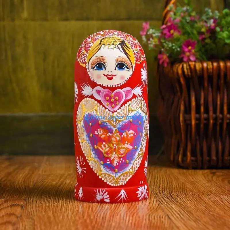 090b boneca russa matryoshka conjunto 10 bonecas empilháveis ​​crianças mão olho coordenação artesanal babushka brinquedo
