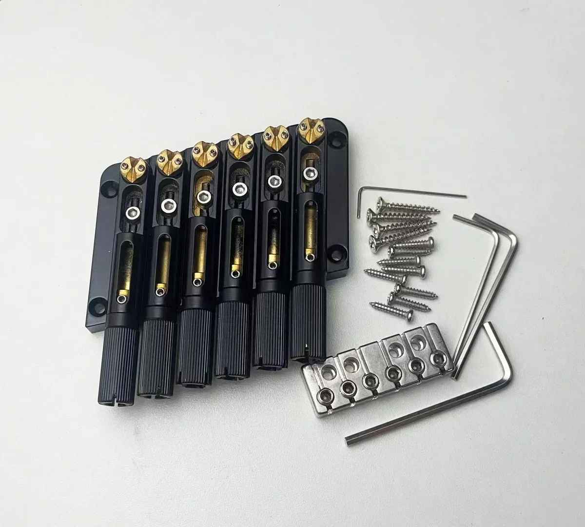 Hot-selling Guitar Accessories 1 Set Black For Headless Guitar Accessories 6 String Saddle Headless Guitar Bridge.
