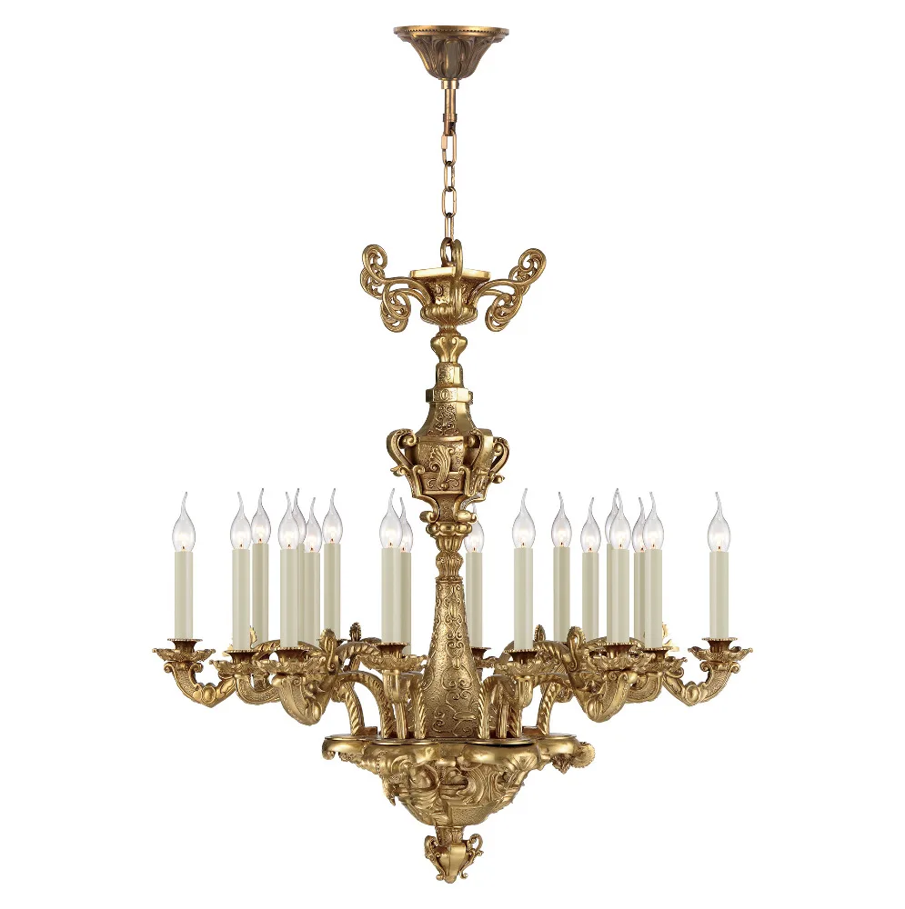 French Decor 18 Light Chandelier,Luxury Antique Gold Bronze,Decorative Livingroom